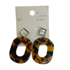 A New Day Drop Earrings Animal Print Stud Circular Nickel Free Womens